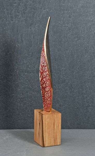 Folia II Bronze and Beech Sculpture